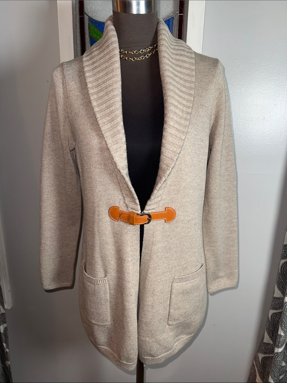 J.McLaughlin 100% Italian Merino Wool Buckle Cardigan SZ S